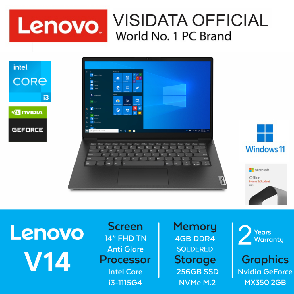 Jual Lenovo V14 G2 ITL FYID Intel I3 1115G4 4GB 256GB 14 FHD MX350 W11