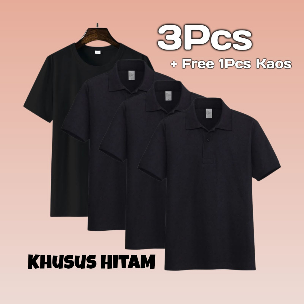 Jual DailyStore 1Paket 3pcs 100rb Free 1 Pcs Kaos Polos Hitam