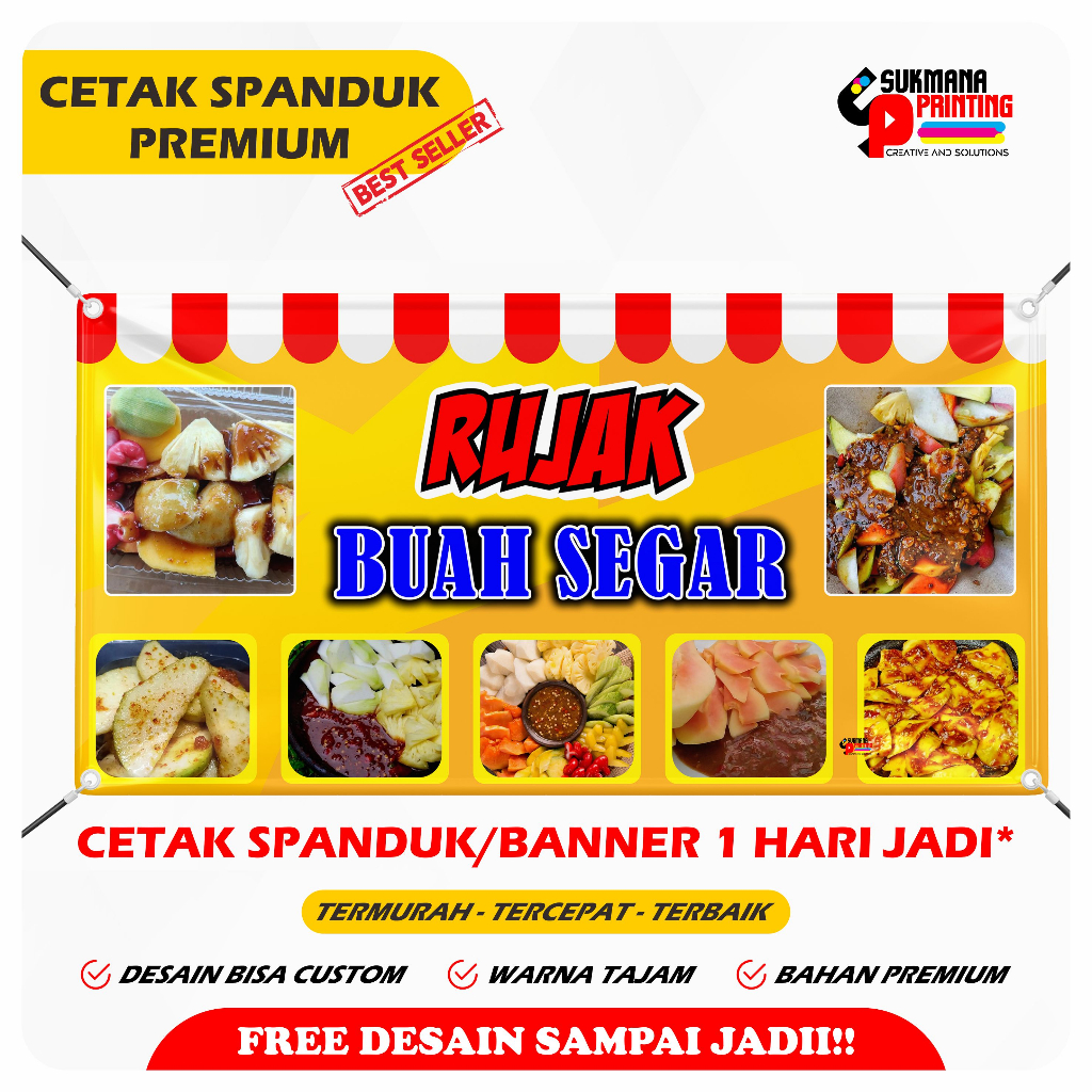 Jual CETAK SPANDUK BANNER JUALAN RUJAK BUAH SEGAR Shopee Indonesia