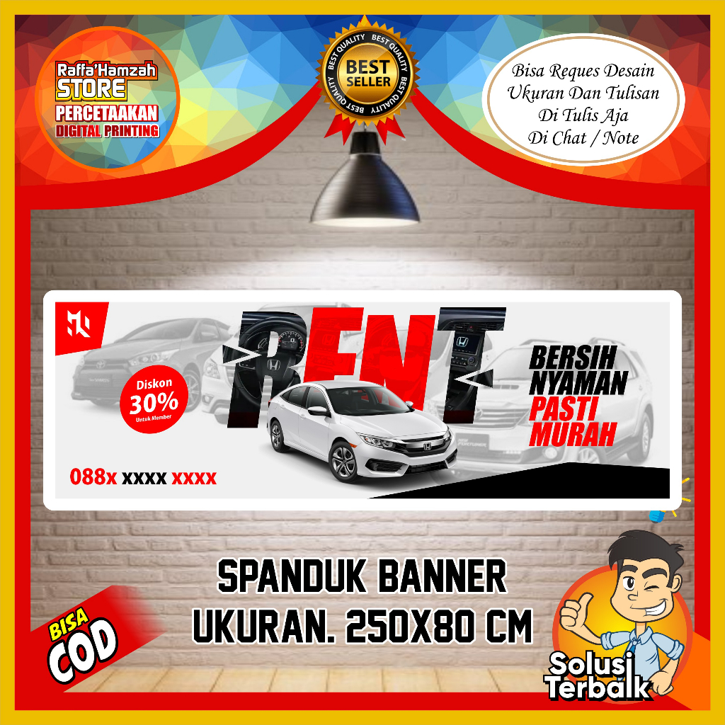 Jual Spanduk Banner Rental Mobil Spanduk Rental Mobil Custom Ukuran