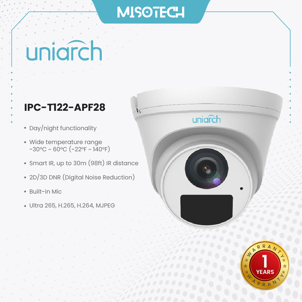 Jual KAMERA CCTV IP INDOOR 2MP UNIARCH UNV IPC T122 APF28 ULTRA H 265