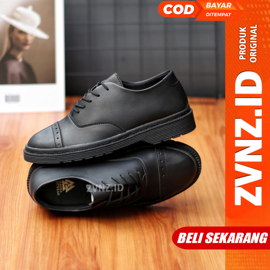 Jual Zvn Lord Sepatu Pantofel Pria Casual Docmart Low Boots Hitam