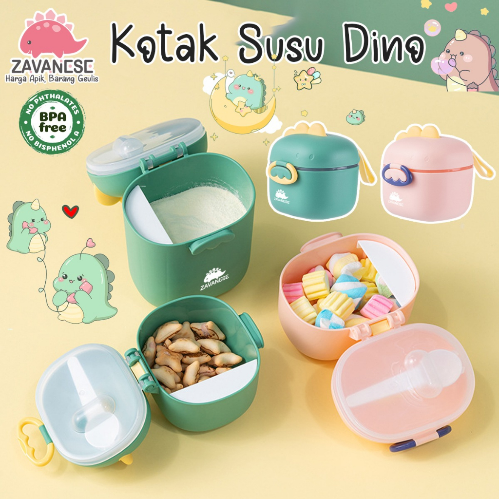 Jual COD Tempat Susu Bubuk Bayi Kotak Susu 400ML Motif Dino Zavanese