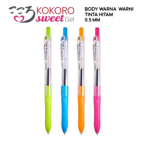 Jual Zebra Kokoro Pulpen SWEET GEL Hitam 05 COLORED BARREL Pena