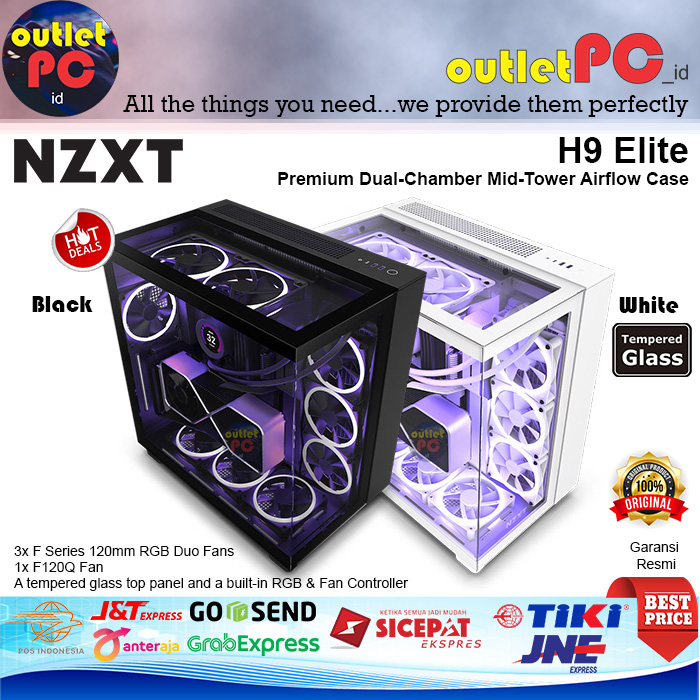 Jual Nzxt Casing H Elite Premium Dual Chamber Mid Tower Airflow Argb