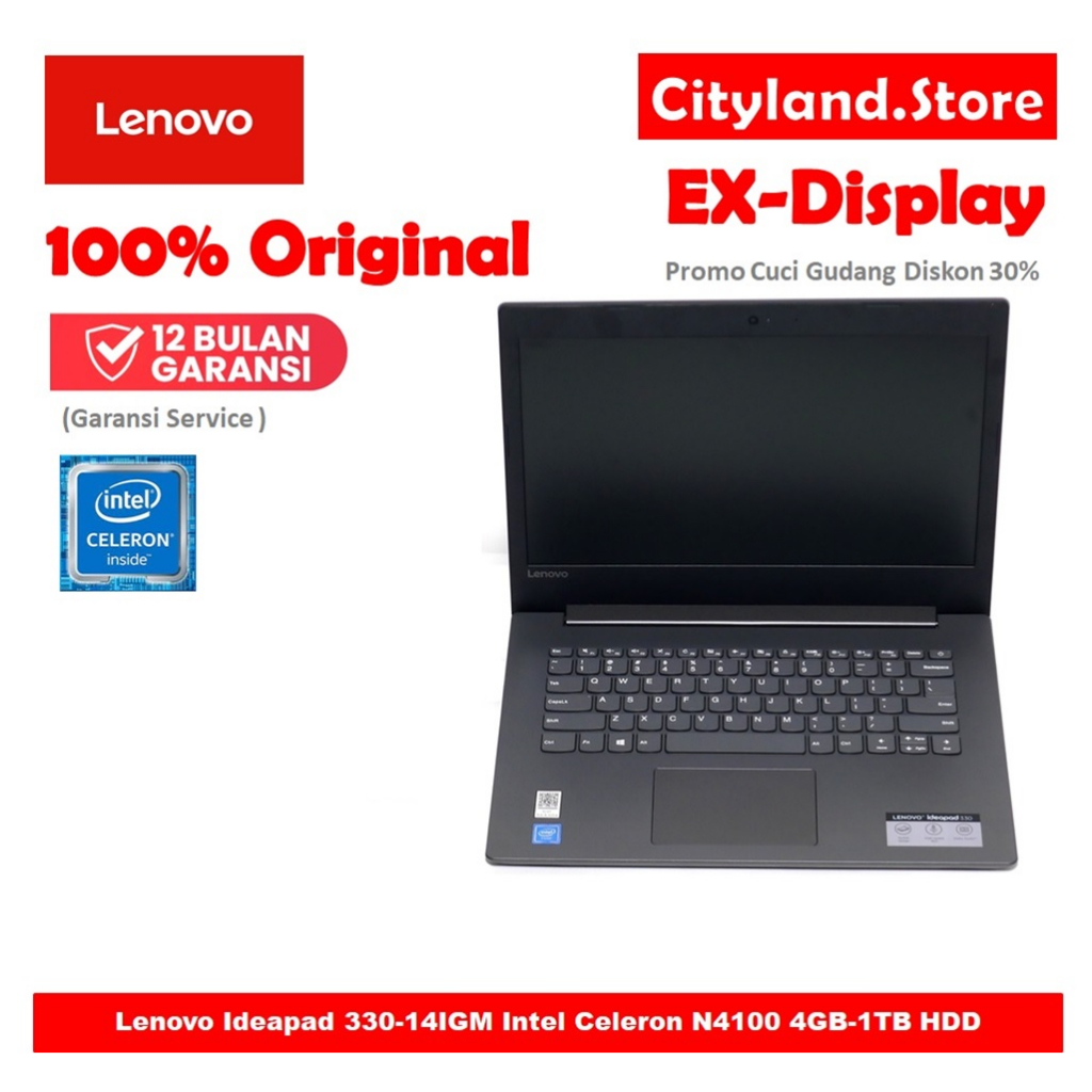 Jual Laptop Lenovo Ideapad 330 14IGM Intel Celeron N4100 4GB 1TB