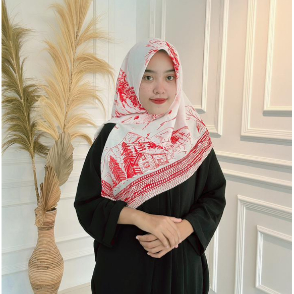 Jual Jilbab Kemerdekaan Hijab Voal Segiempat Motif Laser Cut Voal