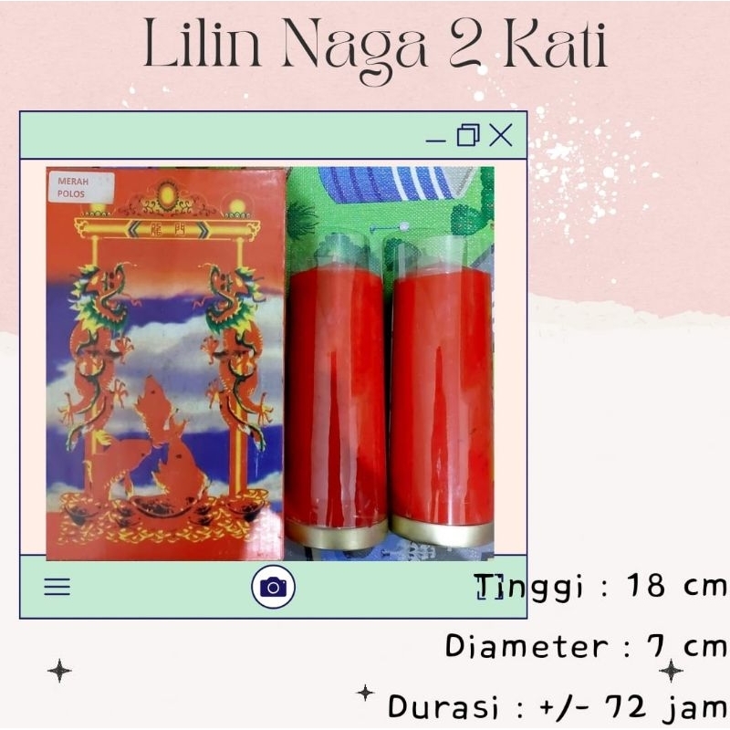 Jual Lilin Sembahyang Puja Pilar Naga 2 Kati Kin Double Dragon Merah