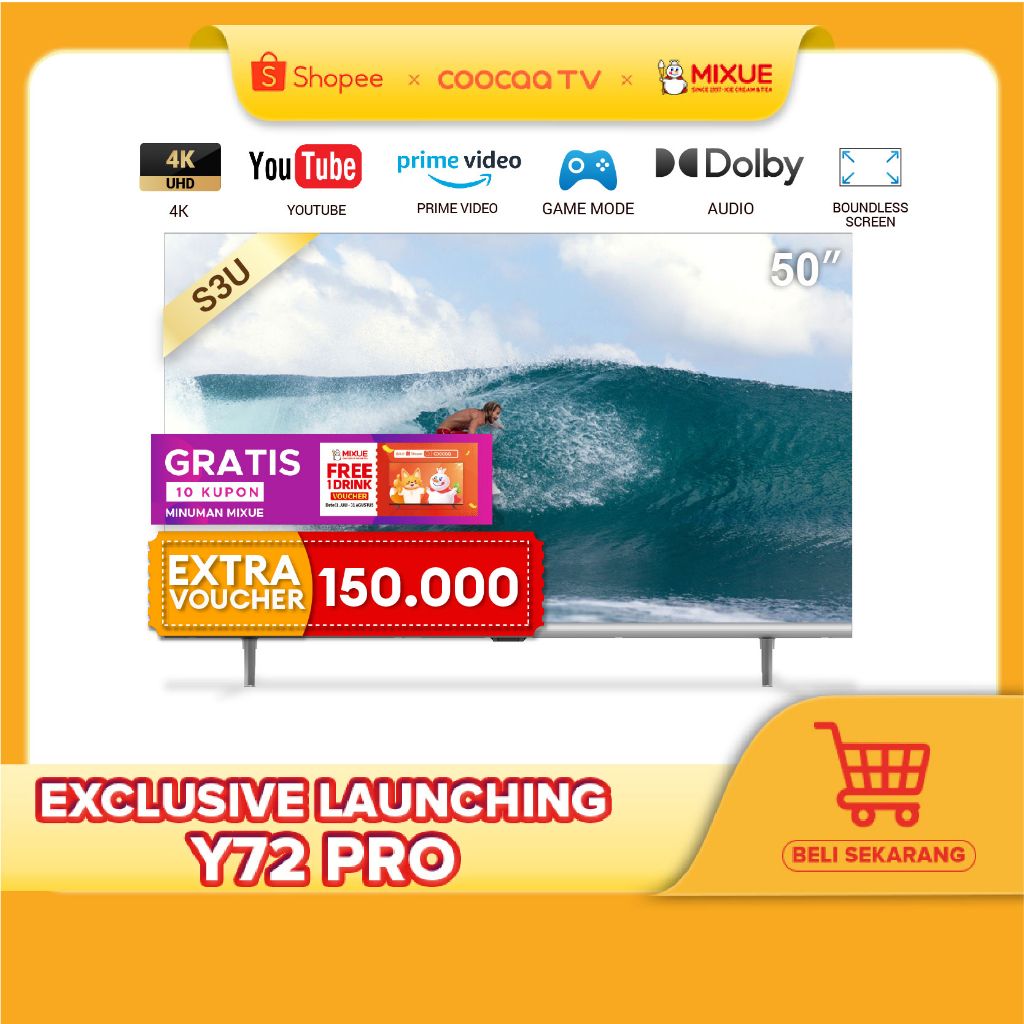 Jual COOCAA 50 Inch Smart TV Digital TV 4K UHD Dolby Audio