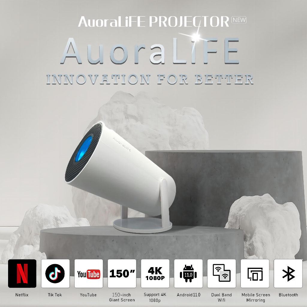 Jual Auoralife K Projektor Mini Portable Hp Bluetooth Lumen K Tv