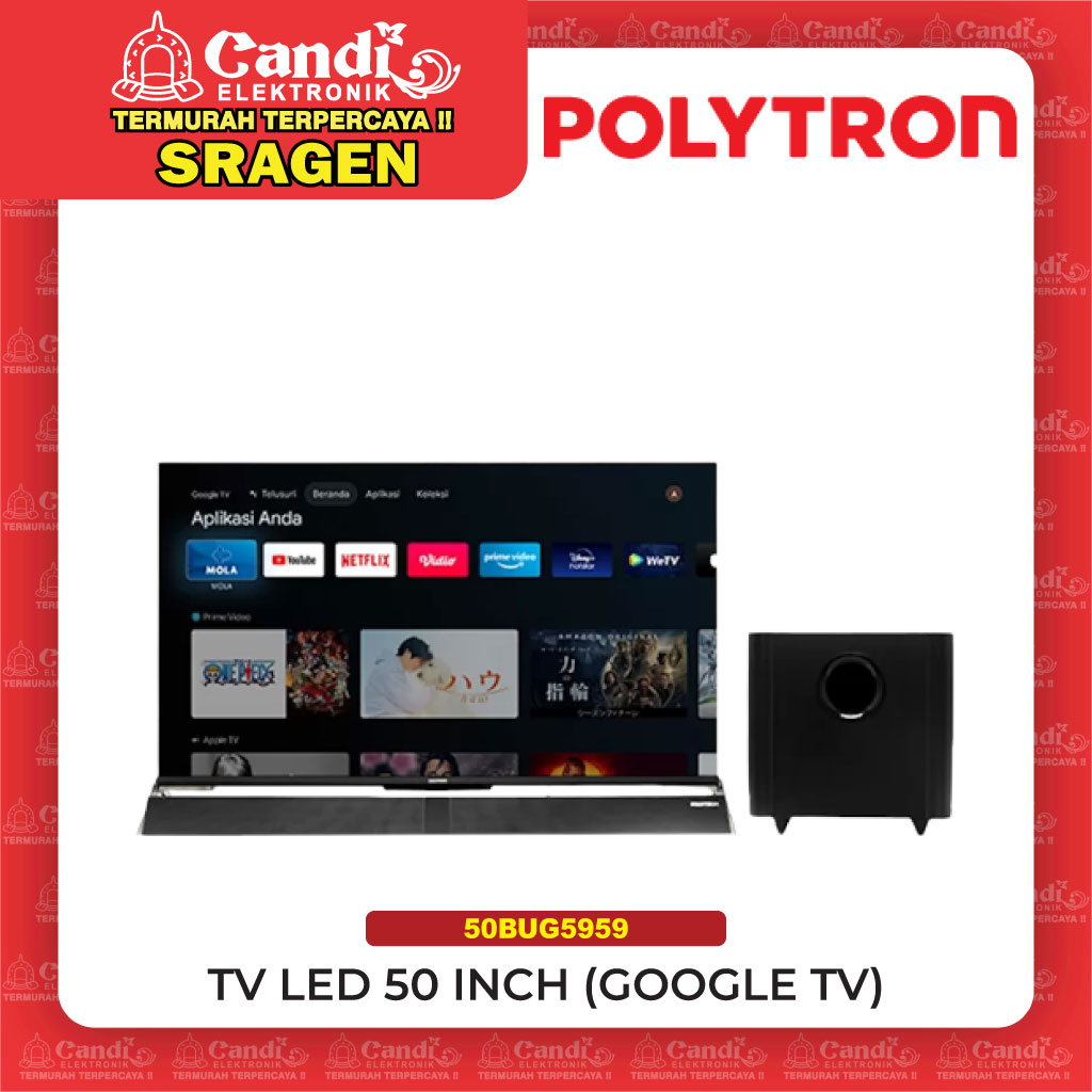 Jual POLYTRON Smart Google TV 50 Inch 4K UHD Cinemax Soundbar