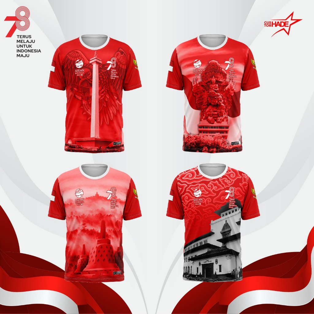 Jual Baju Kaos Jersey Motif Monumen Dirgahayu Hut Ri Kemerdekaan