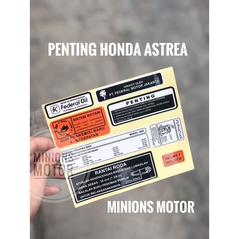 Jual Stiker Penting Detail Pelengkap Honda Astrea Grand Star Prima