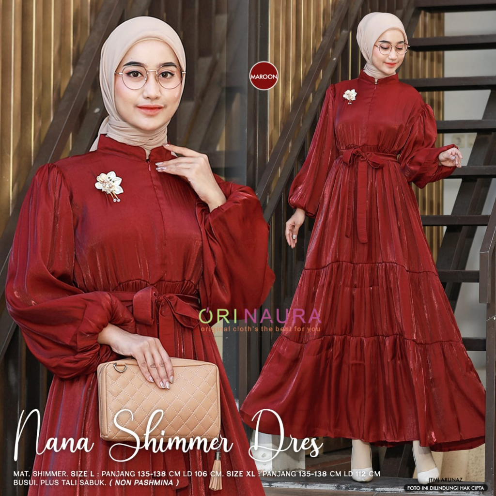 Jual Shimmer Dress Shimmer Dres Silk Premium Gamis Muslim Wanita