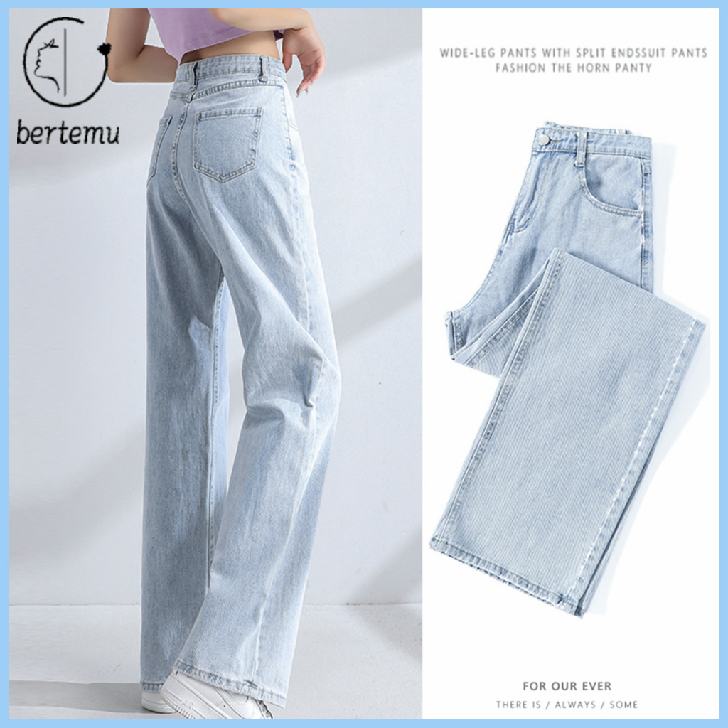 Jual Celana Panjang Wanita Kekinian Jeans High Waist Jiniso Korean