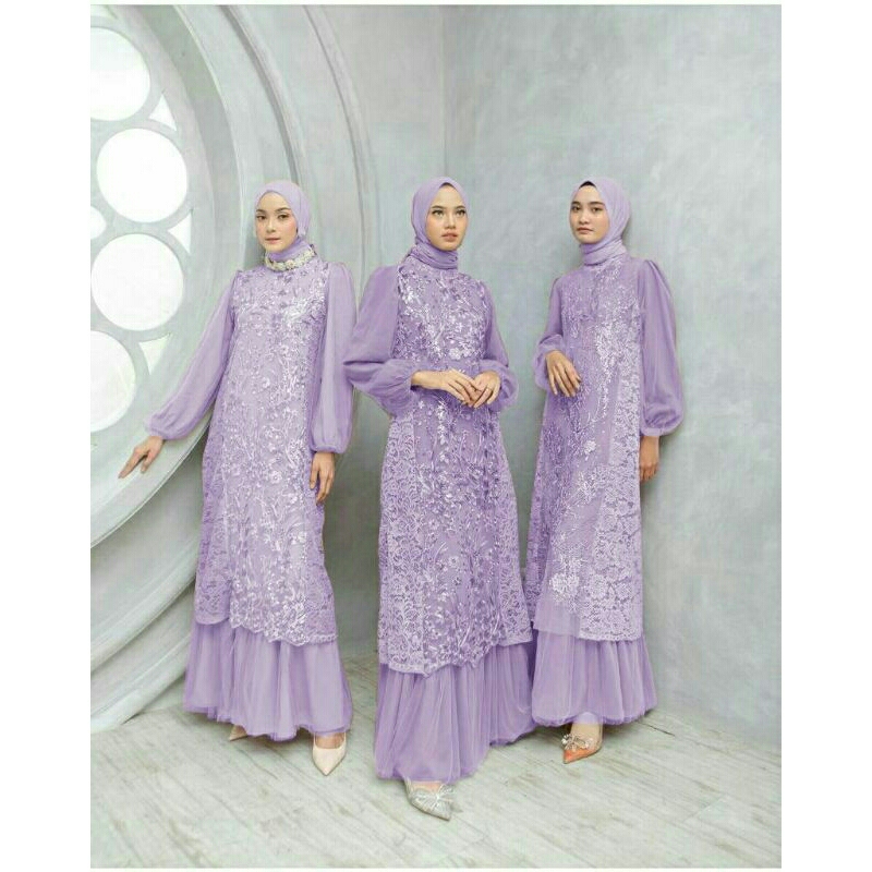 Jual Maxi Farida M L Xl Xxl Jumbo Gamis Brokat Depan Belakang Gamis