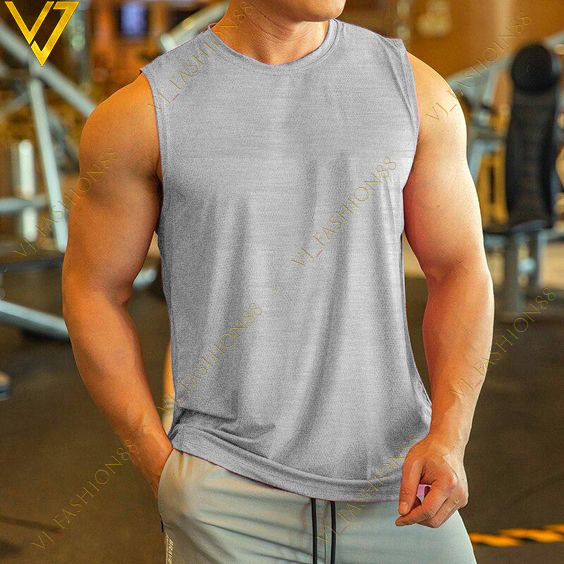 Jual Singlet Halfcut Abu Muda Kaos Tanpa Lengan Pria Halfcut Active