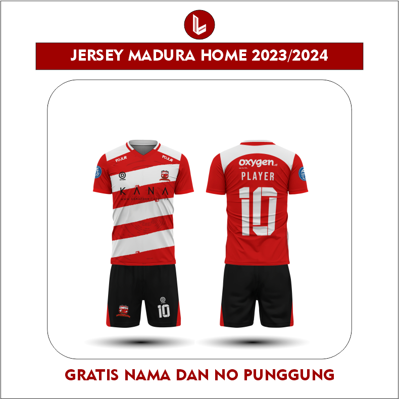 Jual Jersey Madura Home 2023 2024 Premium Terbaru Gratis Nama Dan No