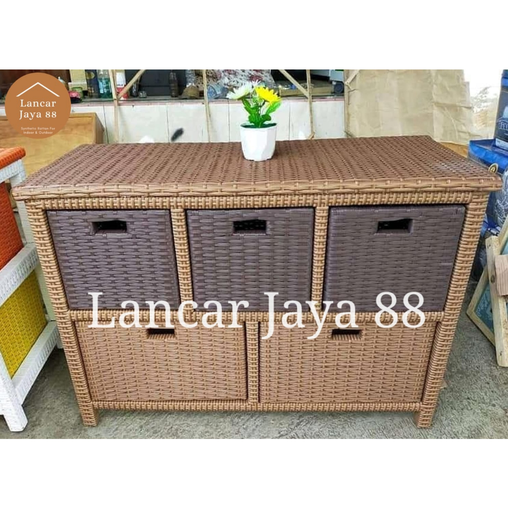 Jual Lemari Plastik Susun Rotan Sintetis Laci Shopee Indonesia