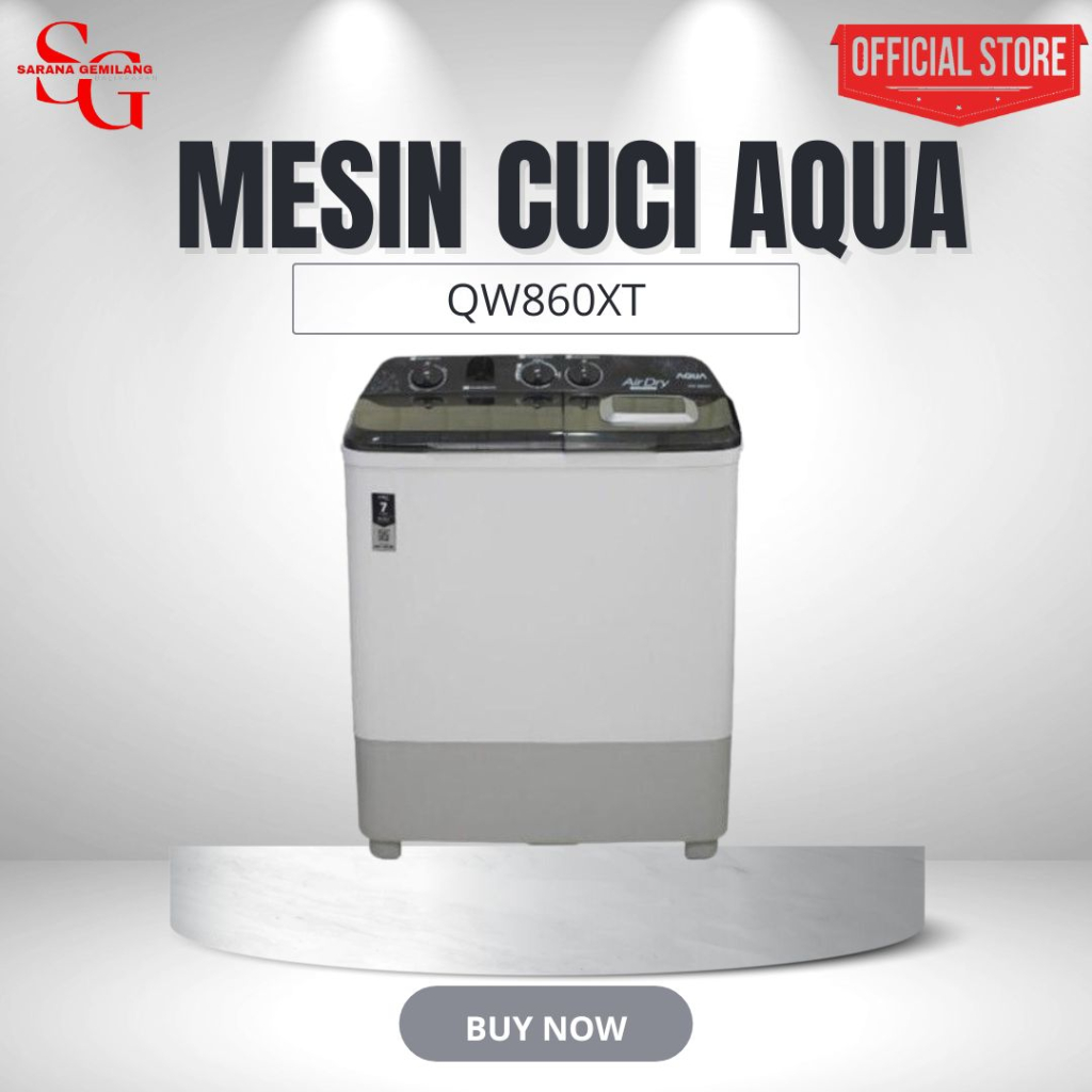 Jual MESIN CUCI AQUA 2 TABUNG QW860XT 8KG WASHING MACHINE QW 860XT