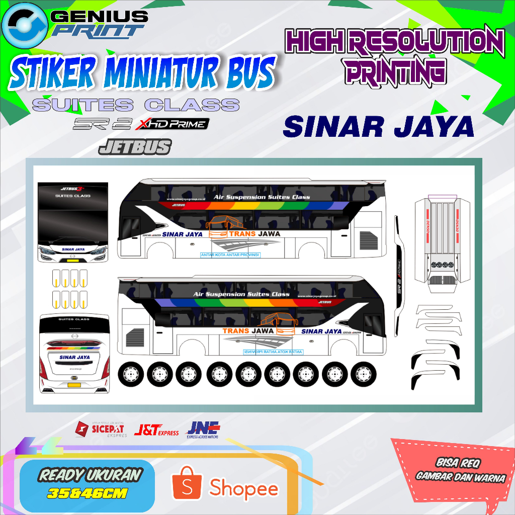 Jual Stiker Miniatur Bus Suites Class Livery Sinar Jaya Handoyo