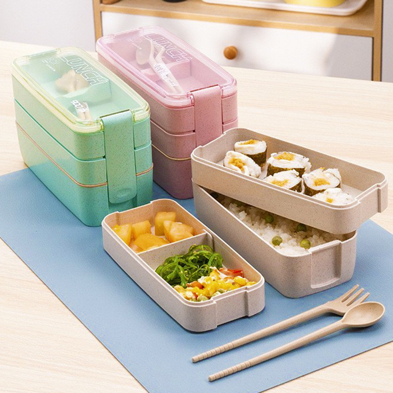 Jual LUNCHBOX SEKAT 2 3 WHEAT STRAW 3 SUSUN 2 SUSUN KOTAK MAKAN