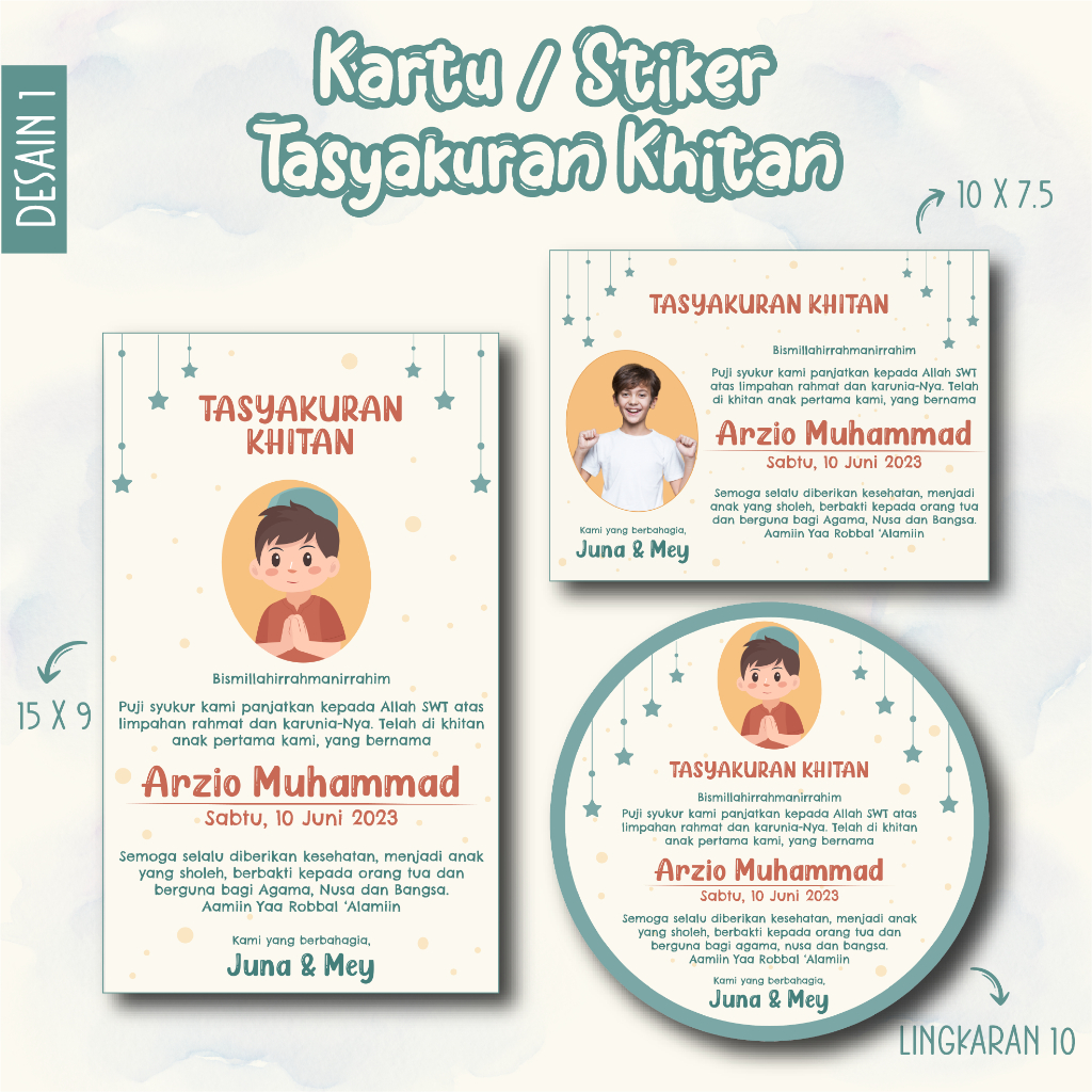 Jual Stiker Kartu Label Syukuran Khitanan Tasyakur Walimatul Khitan