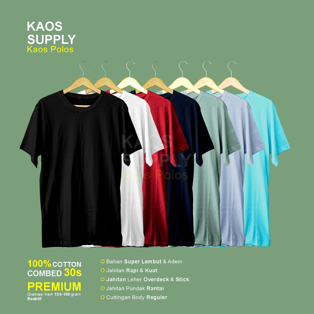 Jual Kaos Polos Pria Dan Wanita Lengan Pendek Premium Cotton Combed S