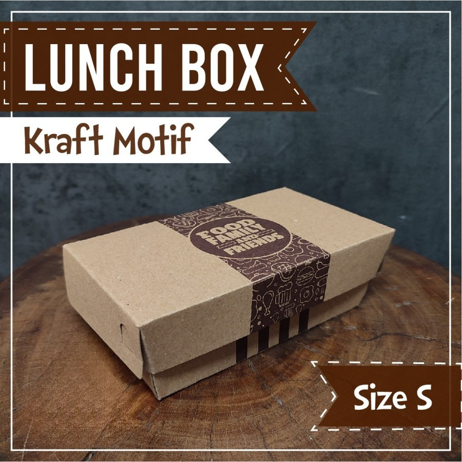 Jual Paper Lunch Box Kraft Motif Kotak Nasi Ukuran S Kotak Makan