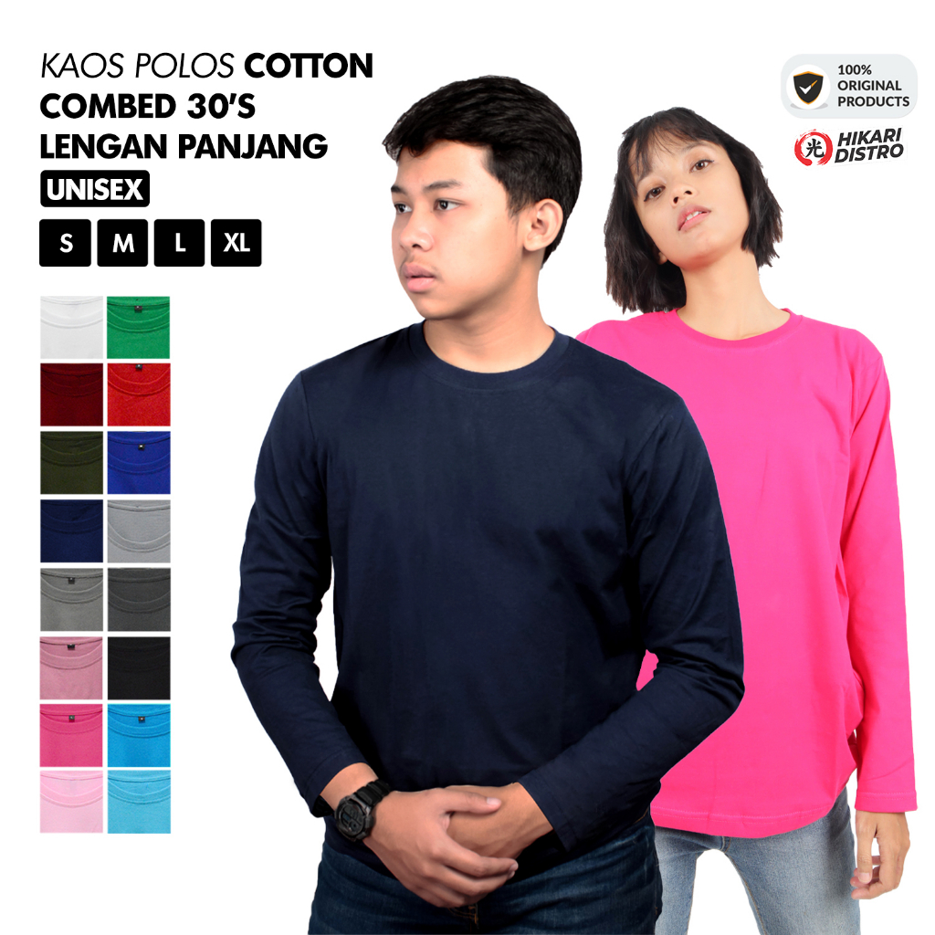 Jual KAOS POLOS LENGAN PANJANG COTTON COMBED 30S GRADE A PREMIUM UNISEX