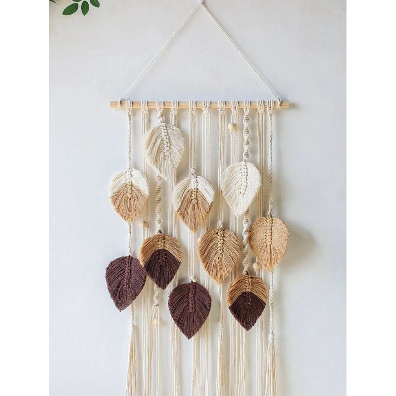 Jual Macrame Hiasan Dinding Daun Coklat Mocca Putih Shopee Indonesia