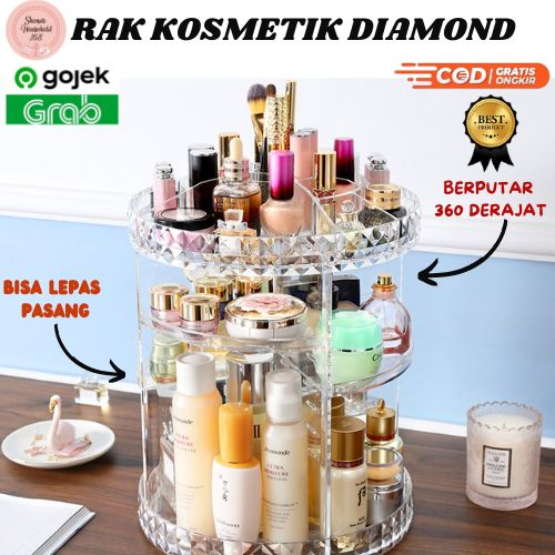 Jual Rak Kosmetik Derajat Motif Diamond Tempat Make Up Rak