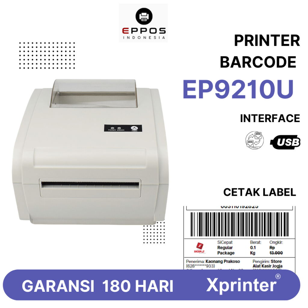 Jual Printer Barcode Cetak RESI Thermal 100MM EPPOS EP9210U USB