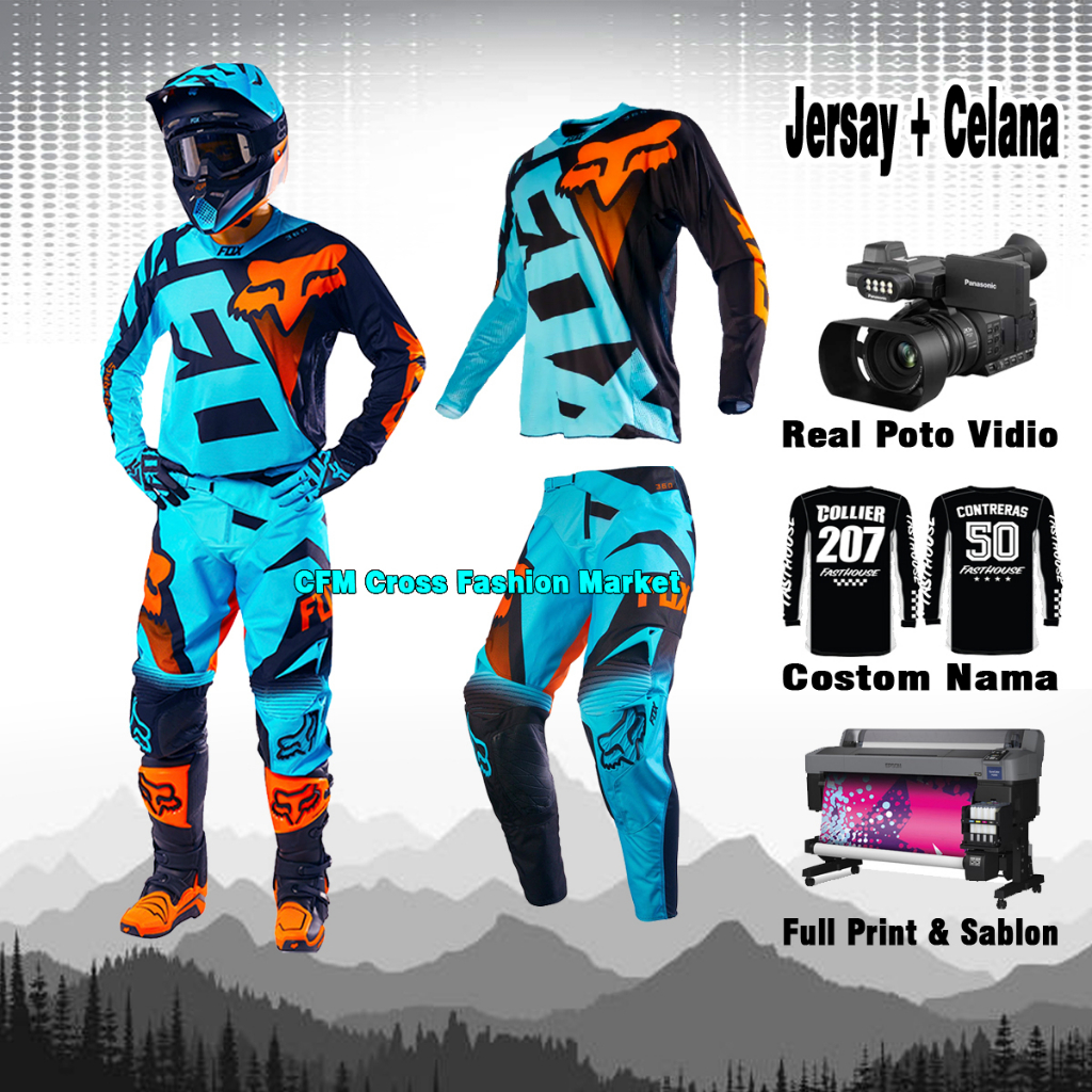 Jual Jersey Trail Trabas Blue Toska Biru Muda Motocross Kaos Tshirt