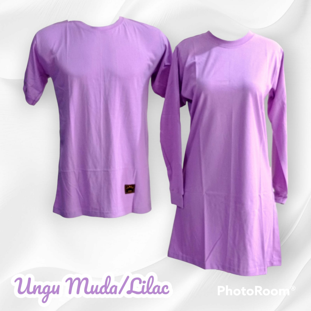 Jual S XXXL Kaos Polos Oblong Couple Ungu Muda Tunik Muslimah Seragam