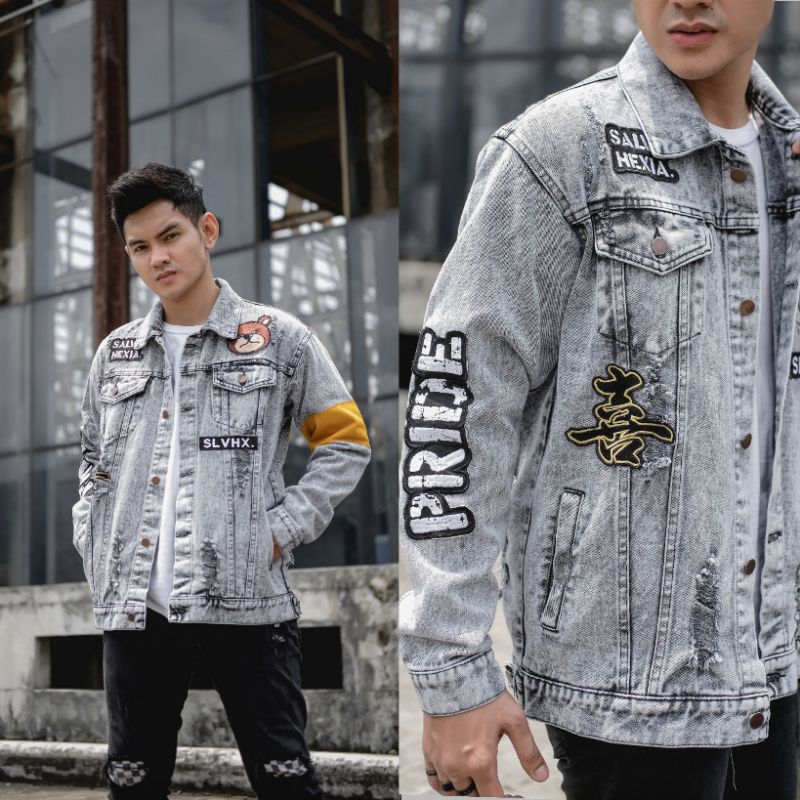 Jual Jacket Denim Jaket Jeans Murah Pria Sandwash Salvio Hexia Shopee