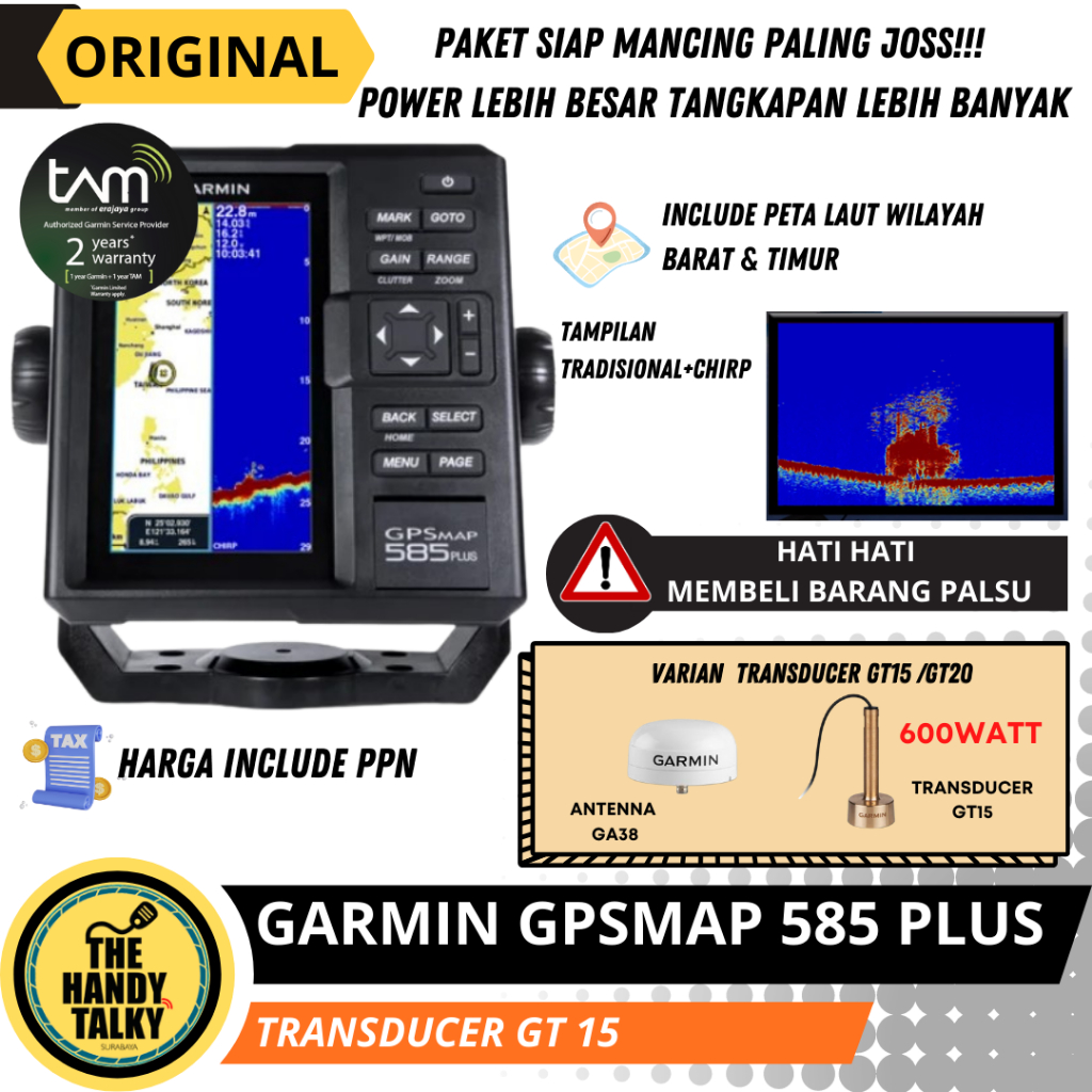 Jual Garmin GPSMAP 585Plus Display GT15M TH With Antenna GA38 NEW