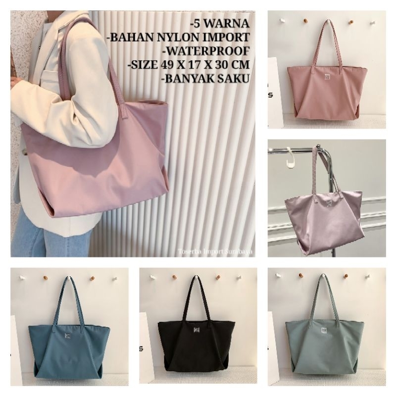 Jual Tote Bag Pastel Polos Besar Waterproof Tas Travel Tote Bag