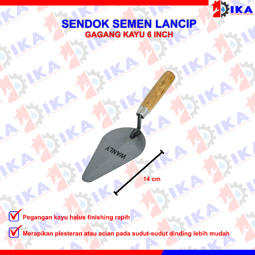 Jual Sendok Semen Gagang Kayu Bulat Lancip High Quality Sendok