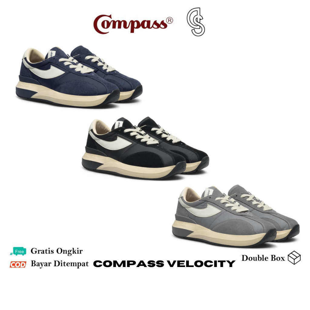 Jual Original Sepatu Compass Velocity Black Grey Navy Shopee