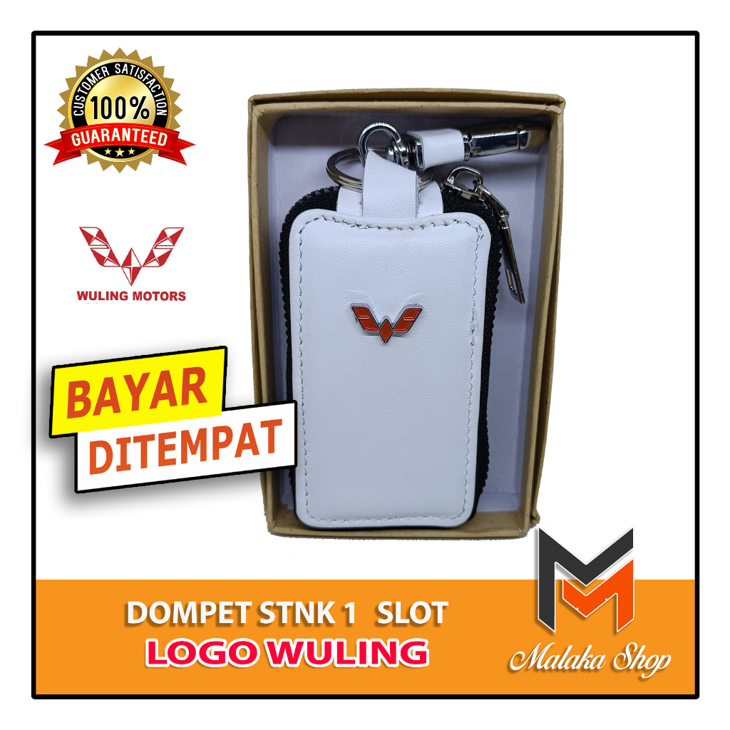 Jual Dompet Stnk Mobil Kulit Plus Box Logo Wuling Warna Putih Full