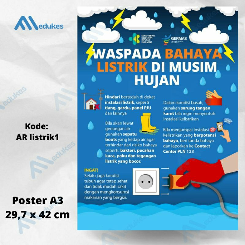 Jual Poster Waspada Bahaya Listrik Di Musim Hujan Shopee Indonesia