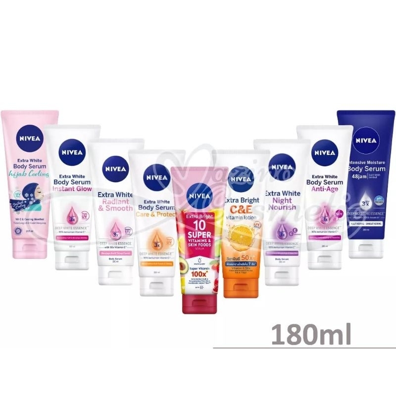 Jual Nivea Body Serum Extra White Care And Protect 180ML Shopee Indonesia