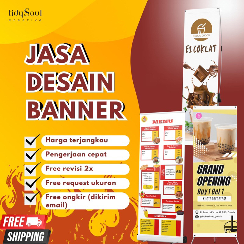 Jual Jasa Desain Banner Spanduk Keber Flyer Olshop UMKM Bisnis Murah