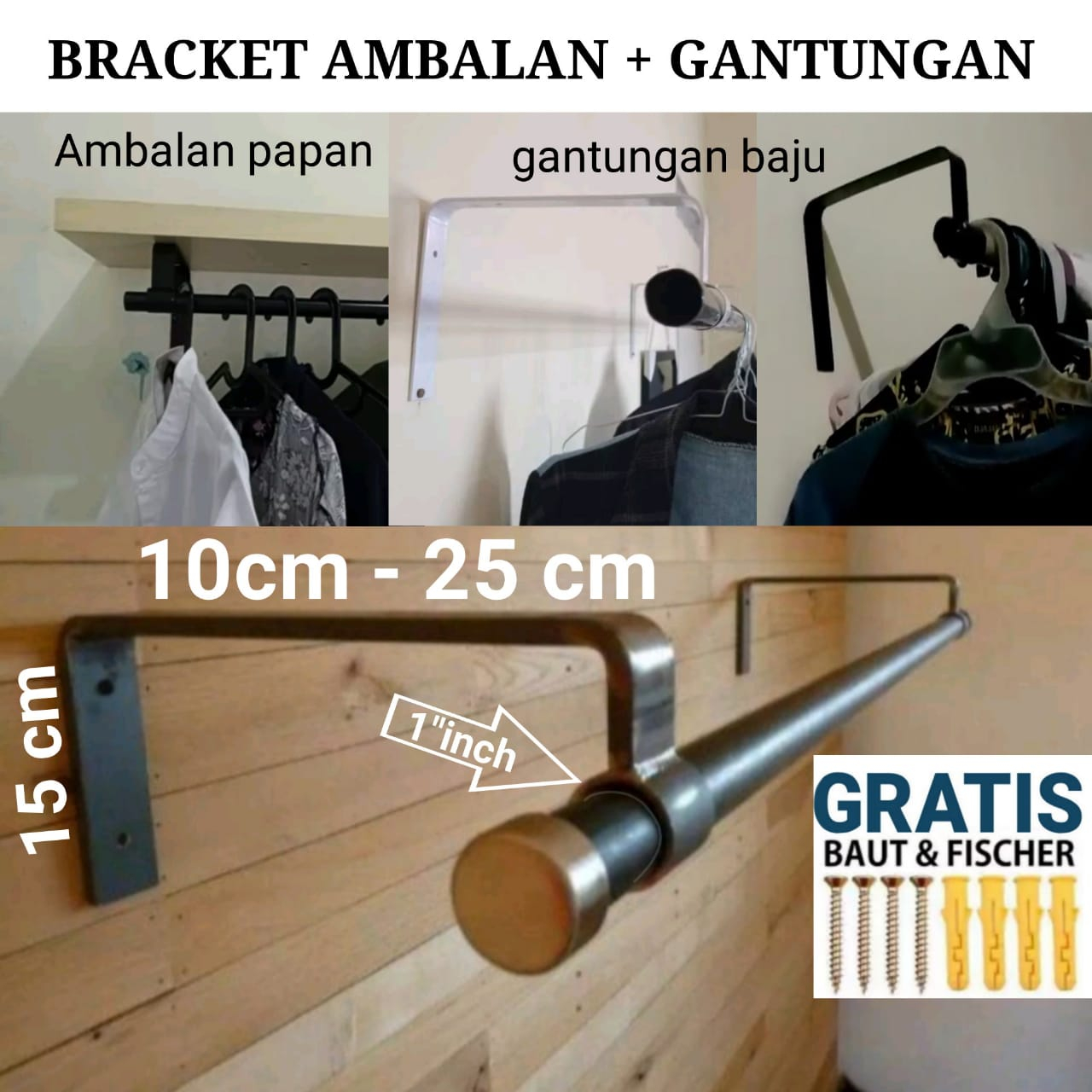 Jual Rak Ambalan Besi Siku Penyangga Gantungan Baju Rak Dinding