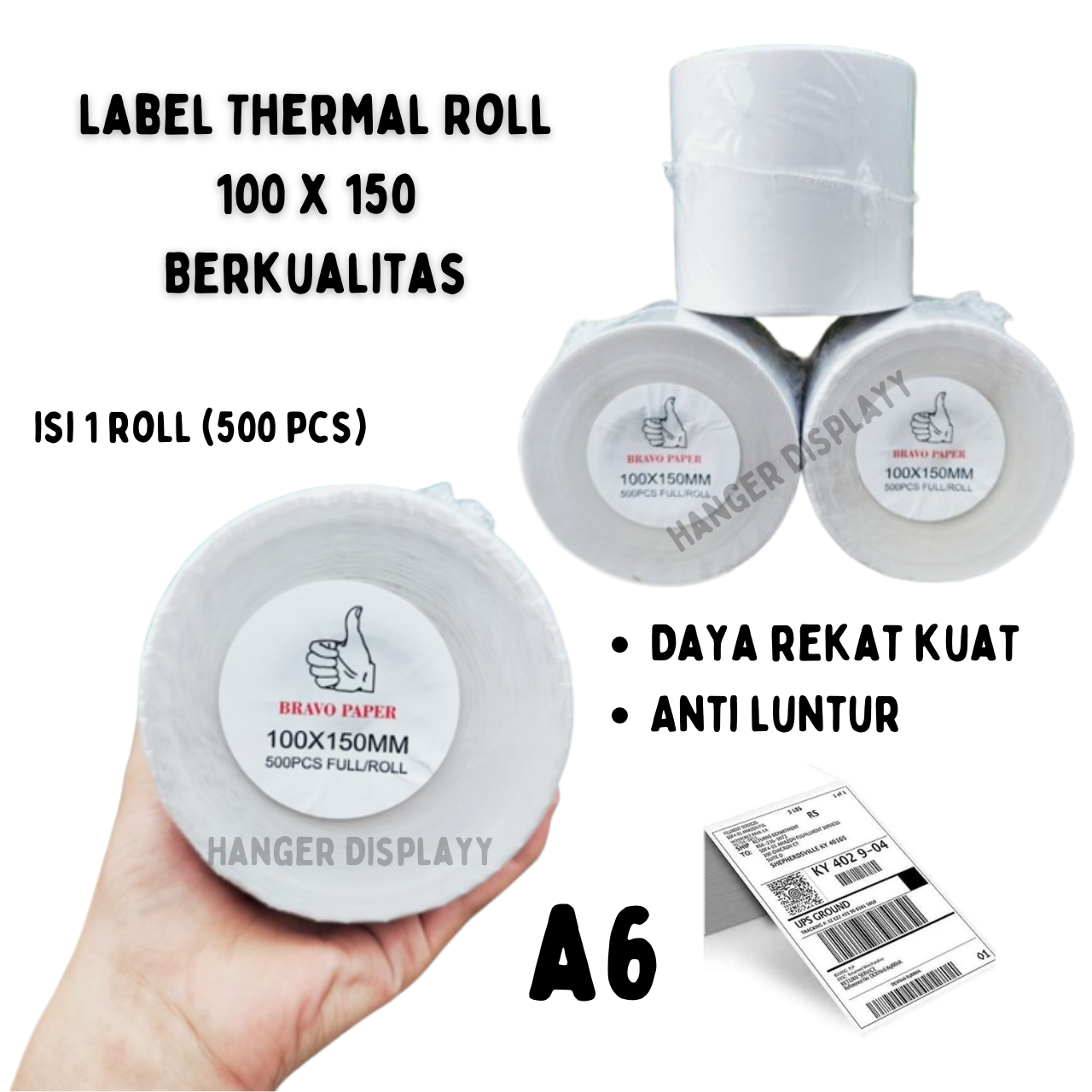 Jual Kertas Thermal 100x150 Mm 1 Roll Isi 500 Pcs Lembar Label