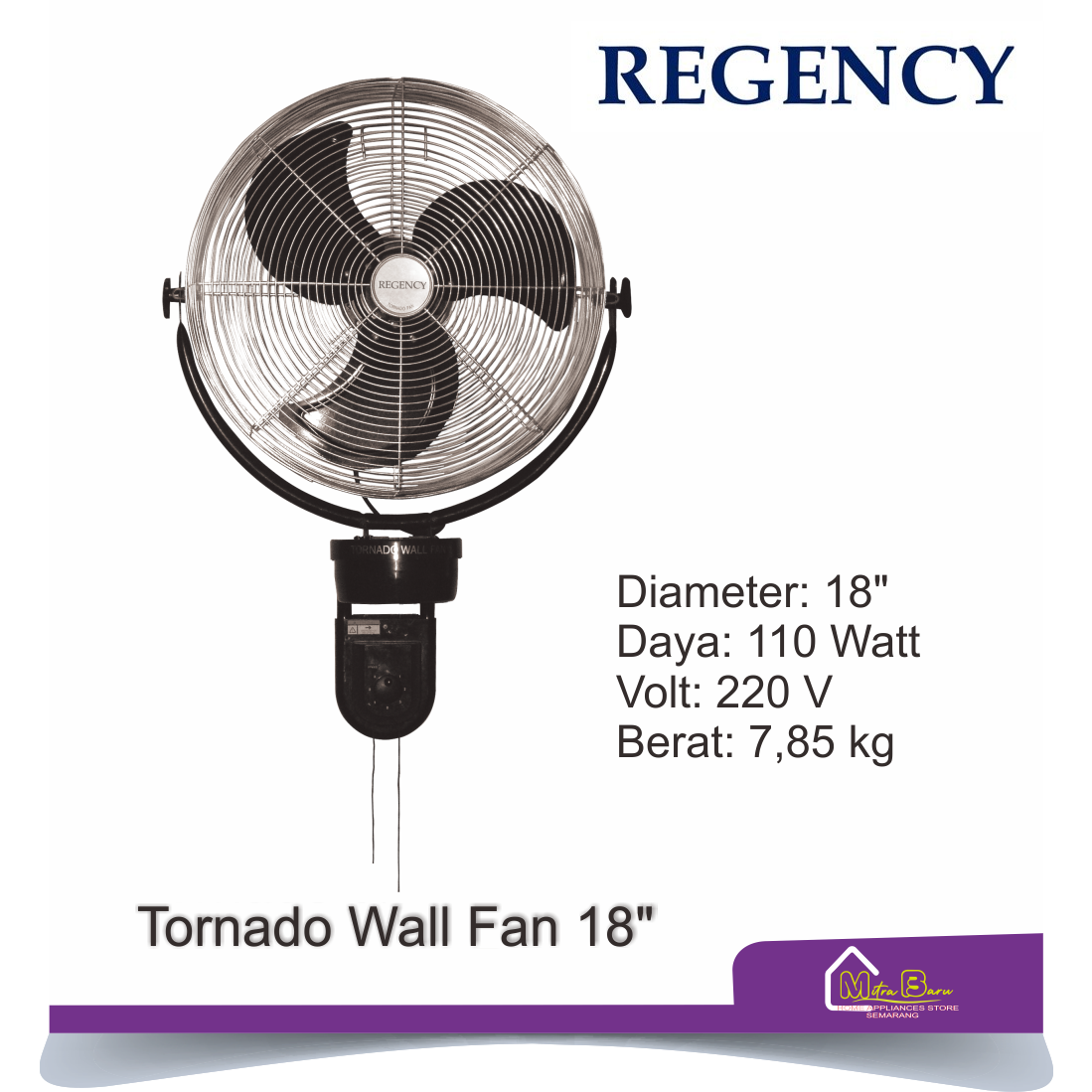 Jual Kipas Angin Dinding Besi Regency Tornado Wall Fan TW 18 Inch 45 Cm