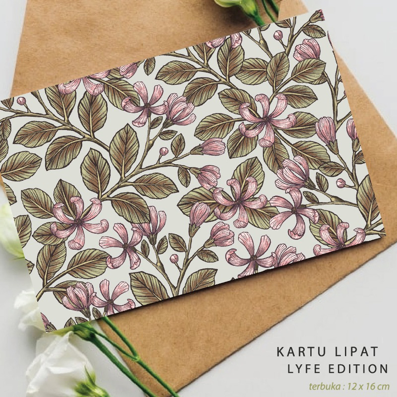 Jual Kartu Ucapan Lipat Kosong Selamat Ulang Tahun Bunga Floral Flower