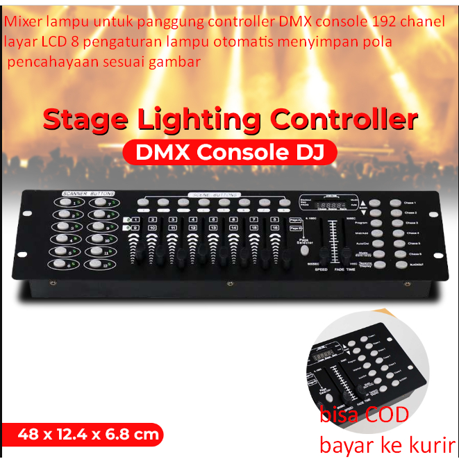 Jual Mixer Lampu Untuk Panggung Controller DMX Console 192 Chanel Layar