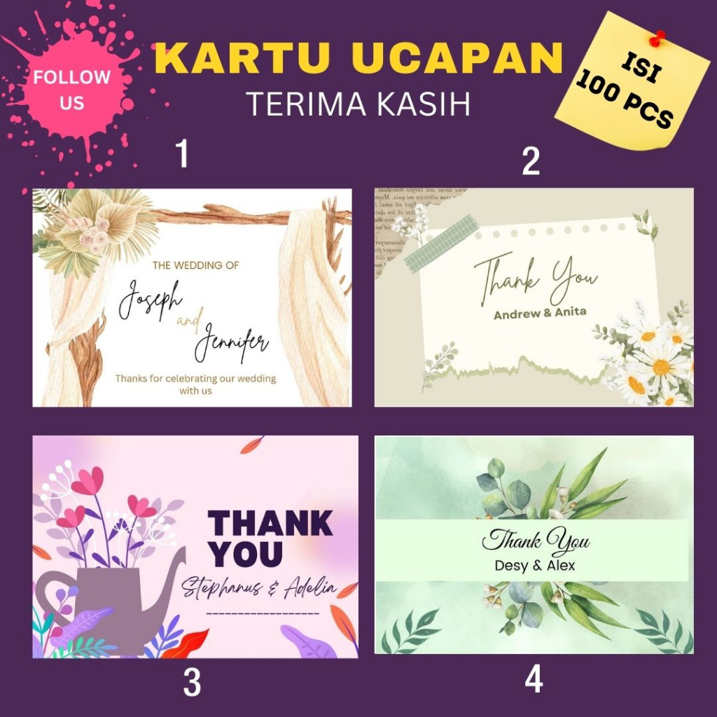 Jual Kartu Ucapan Terima Kasih Stiker Souvenir Thank You Card Nikah